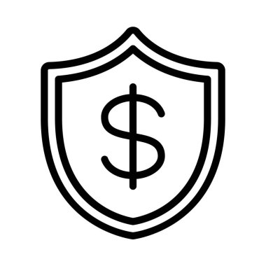 Finansal Güvenlik Kalkanı basit simgesi, vektör illüstrasyonu