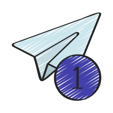 Kağıt düzlem bildirim simgesi, vektör illüstrasyonu basit tasarım