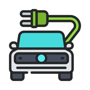 Beyaz arkaplanda Elektrikli Araç Eklentisi simgesi