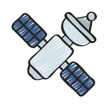 Uzay Uydu simgesi, vektör illüstrasyonu  