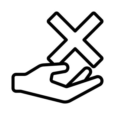 Reddetme Çapraz düz simgesi, vektör çizimi 