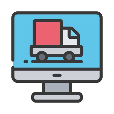 dağıtım kamyonu ikonu vektör çizimi