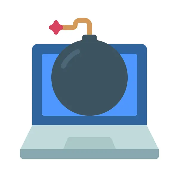 Laptop Attack Icon Vector Illustration — Stock Vector