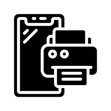 Düz simge yazdırılıyor, vektör illüstrasyonu