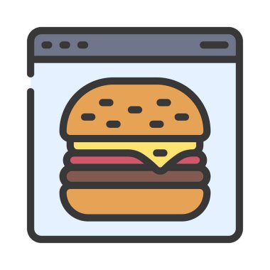 Hamburger Web ikonu vektör illüstrasyonu