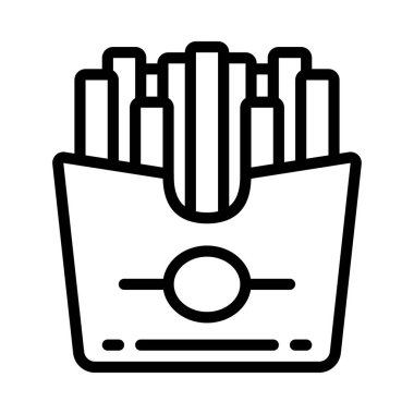 Fries yassı simgesi, vektör illüstrasyonu 