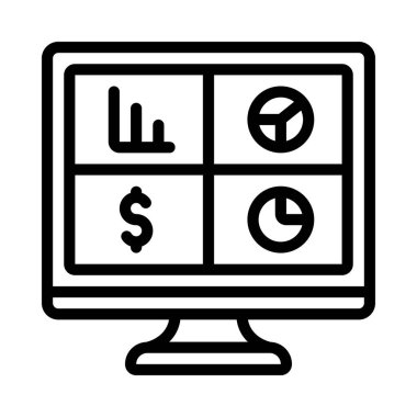 Bilgisayar Veri Paneli simgesi, vektör illüstrasyonu 