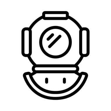 Antika Dalış Miğferi düz simgesi, vektör illüstrasyonu 