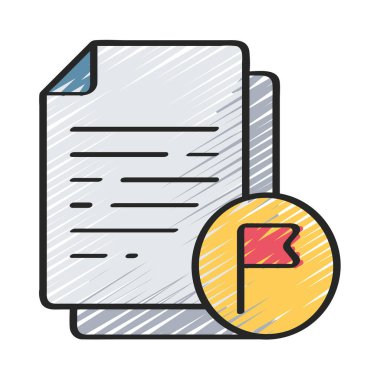 İşaretli Belge simgesi, vektör illüstrasyonu 