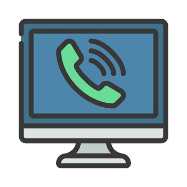 Bilgisayar Çağrısı simgesi, vektör illüstrasyonu 