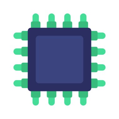 İşlemci Çipi web simgesi, vektör illüstrasyonu