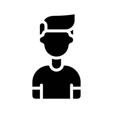 Cool Hair Man web simgesi düz tasarım, vektör illüstrasyonu