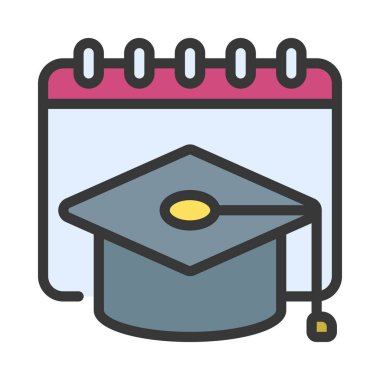 Mezuniyet Günü düz simgesi, vektör illüstrasyonu 