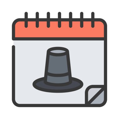 Takvim Pilgrim simgesi, vektör illüstrasyonu 