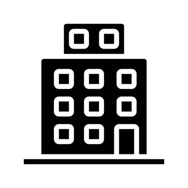 Ofis binası ikonu. Web için vektör simgesi oluşturma taslağı