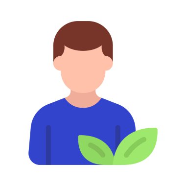 Erkek Vejetaryen Avatar web simgesi düz tasarım, vektör illüstrasyonu