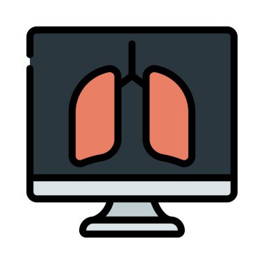 Bilgisayar simgesinde akciğerler, vektör illüstrasyonu 