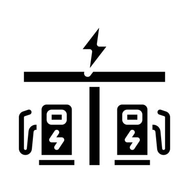 elektrik yükleme simgesi, dış hat vektörü. 