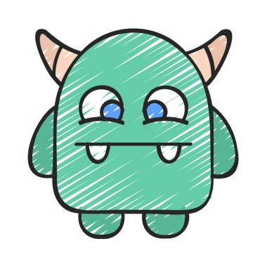 Beyaz arkaplandaki canavarın vektör çizimi  