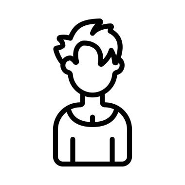 Dağınık Saçlı Kadın web simgesi düz tasarım, vektör illüstrasyonu