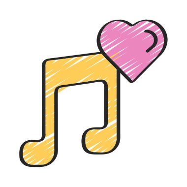 Aşk Müzik Web ikonu vektör illüstrasyonu