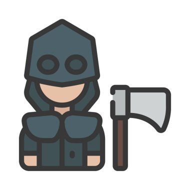 Ortaçağ Cellat düz simgesi, vektör illüstrasyonu 