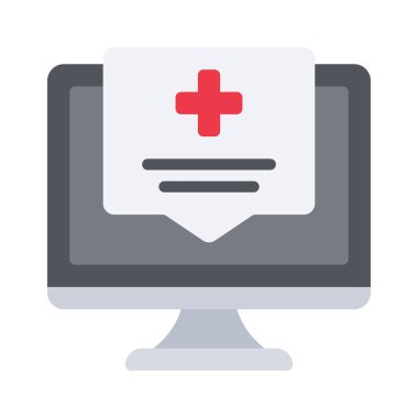 Çevrimiçi Doktor Tavsiyesi düz simgesi, vektör illüstrasyonu 