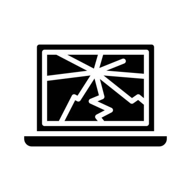 Çatlak dizüstü bilgisayar simgesi, vektör illüstrasyonu 