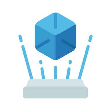 Hologram Projektörü düz simgesi, vektör illüstrasyonu 