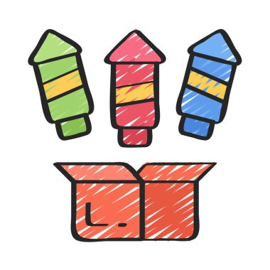 Havai fişek kutusu düz simgesi, vektör illüstrasyonu 