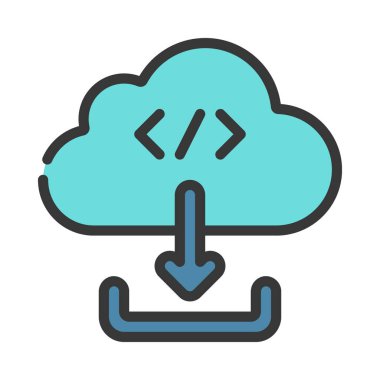 Bulut Kodu Simgesi İndir, Vektör İllüstrasyonu