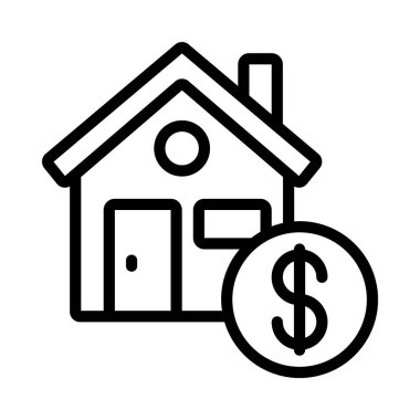 İpotek evi simgesi, vektör illüstrasyonu