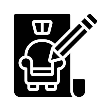 İç tasarım düz simge, vektör illüstrasyonu 