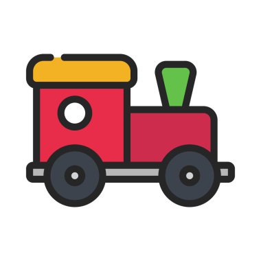 Train Toy düz simgesi, vektör illüstrasyonu 