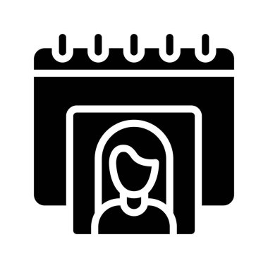 Kadın Kullanıcı Takvimi simgesi, vektör illüstrasyonu 