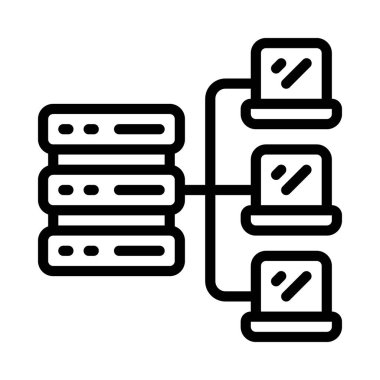 Laptop Sunucu Ağı simgesi, vektör illüstrasyonu 