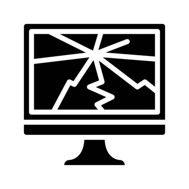 Çatlak Bilgisayar Ekran simgesi, vektör illüstrasyonu 