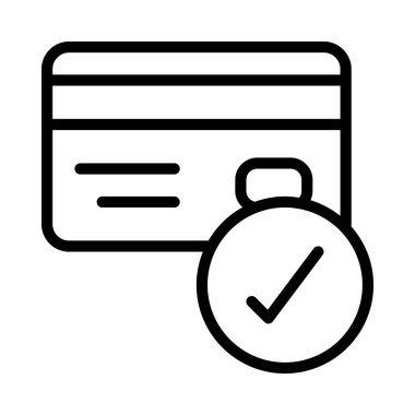 Onaylanmış Kart Ödeme simgesi, vektör illüstrasyonu basit tasarım