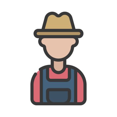 Çiftçi Adam web simgesi düz tasarım, vektör illüstrasyonu                    