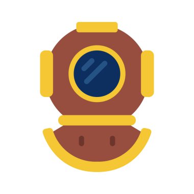 Antika Dalış Miğferi düz simgesi, vektör illüstrasyonu 