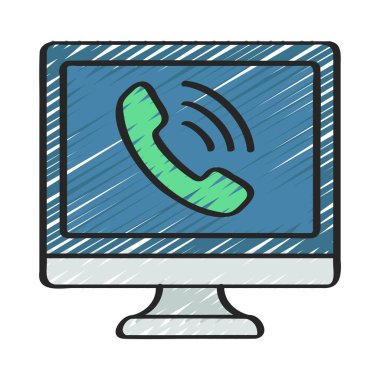 Bilgisayar Çağrısı simgesi, vektör illüstrasyonu 