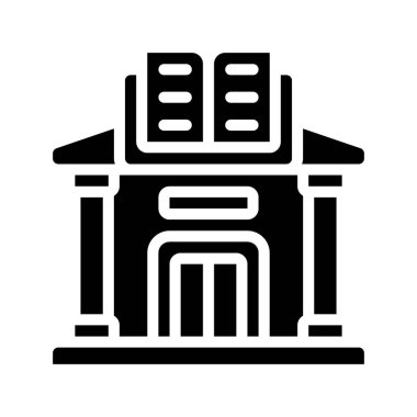 Kütüphane düz simgesi, vektör çizim 