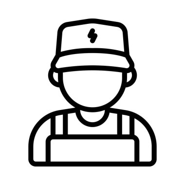 Elektrikçi İş yassı simgesi, vektör illüstrasyonu 