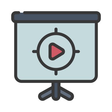 Projektör Ekran Görüntü düz simgesi, vektör illüstrasyonu 