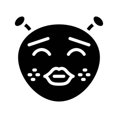 Emoji düz biçim simgesi ve vektör tasarımı ile öpüşen yüz               