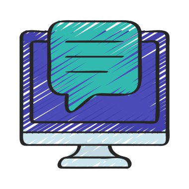 Bilgisayar İleti simgesi, vektör illüstrasyonu 