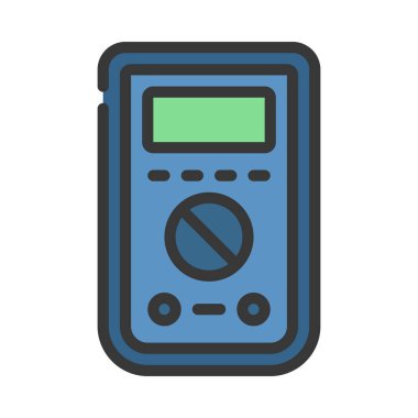 Ammeter web simgesi düz tasarım, vektör illüstrasyonu