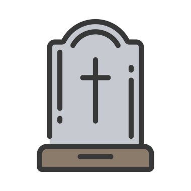 Gravestone web simgesi düz tasarım, vektör illüstrasyonu