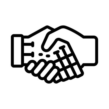 Robotların el sıkışma simgesi, basit biçim illüstrasyonu