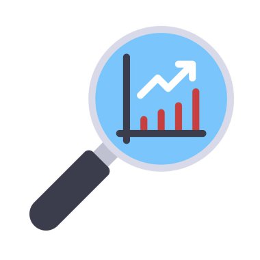 Borsa Araştırma düz simgesi, vektör illüstrasyonu